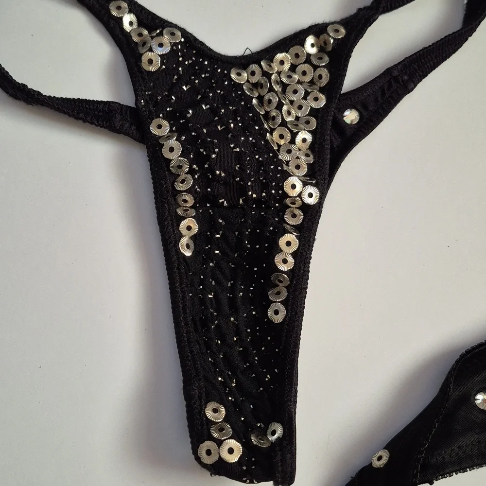 Metal Studded Handmade Vintage Heavy Quality Bra Panties Biker BDSM OOAK Goth - Picture 9 of 14